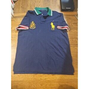 Polo Ralph Lauren Custom Slim Fit Mens Large Big Pony Gold Shield Crest